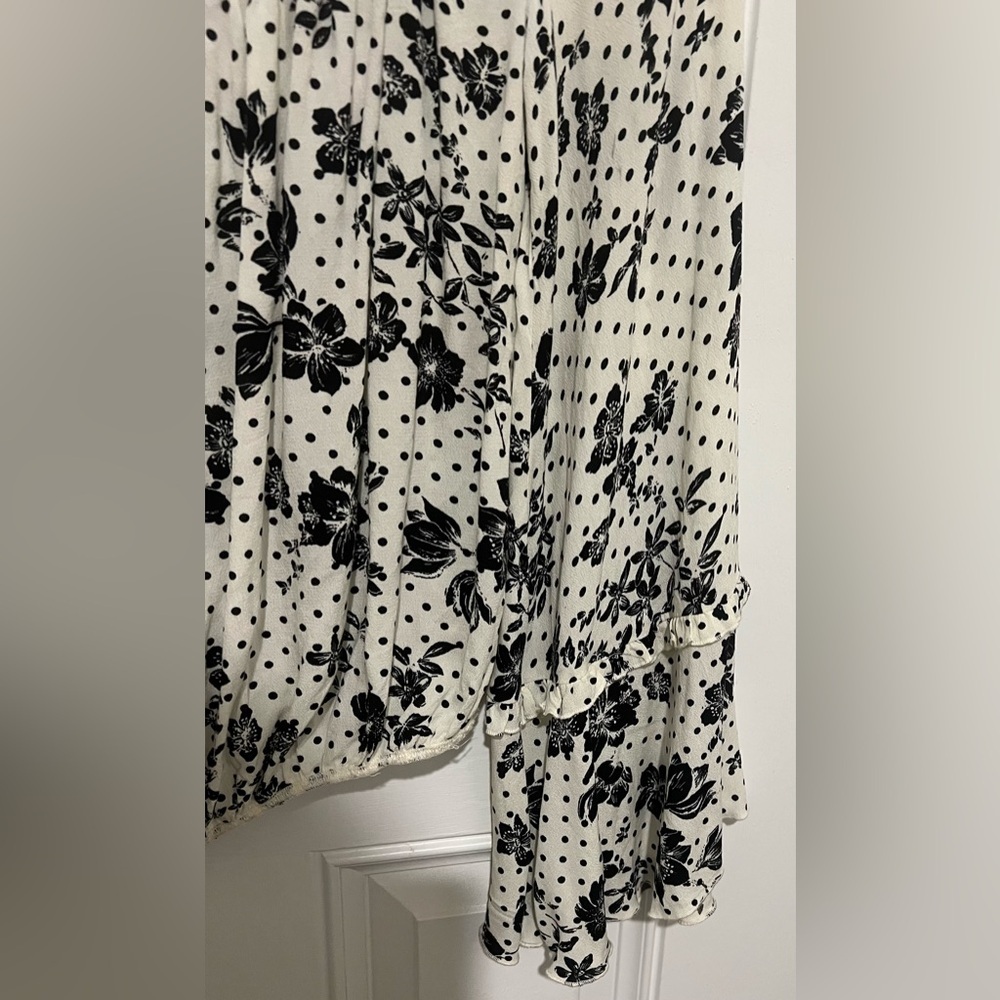 Intimately Free People Cream & Black Floral Boho Peasant Blouse Size Small/Med - Picture 7 of 14
